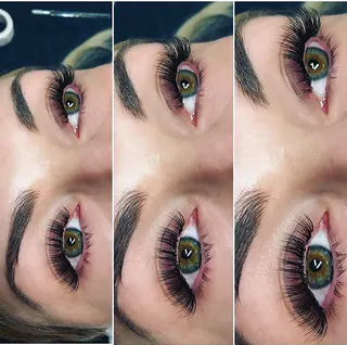 Classic lash extensions, one extension per natural lash, close-up