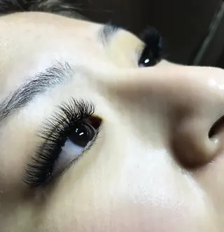 Volume lash extensions, full and fluffy, close-up