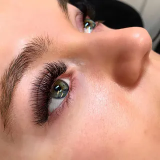 Volume lash extensions, full and fluffy, close-up