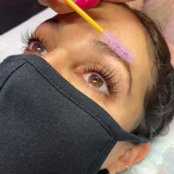 YUMI lash lift and tint result, close-up of lifted lashes